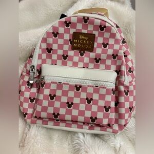 Disney Mickey Mouse Pink Checkered small Backpack